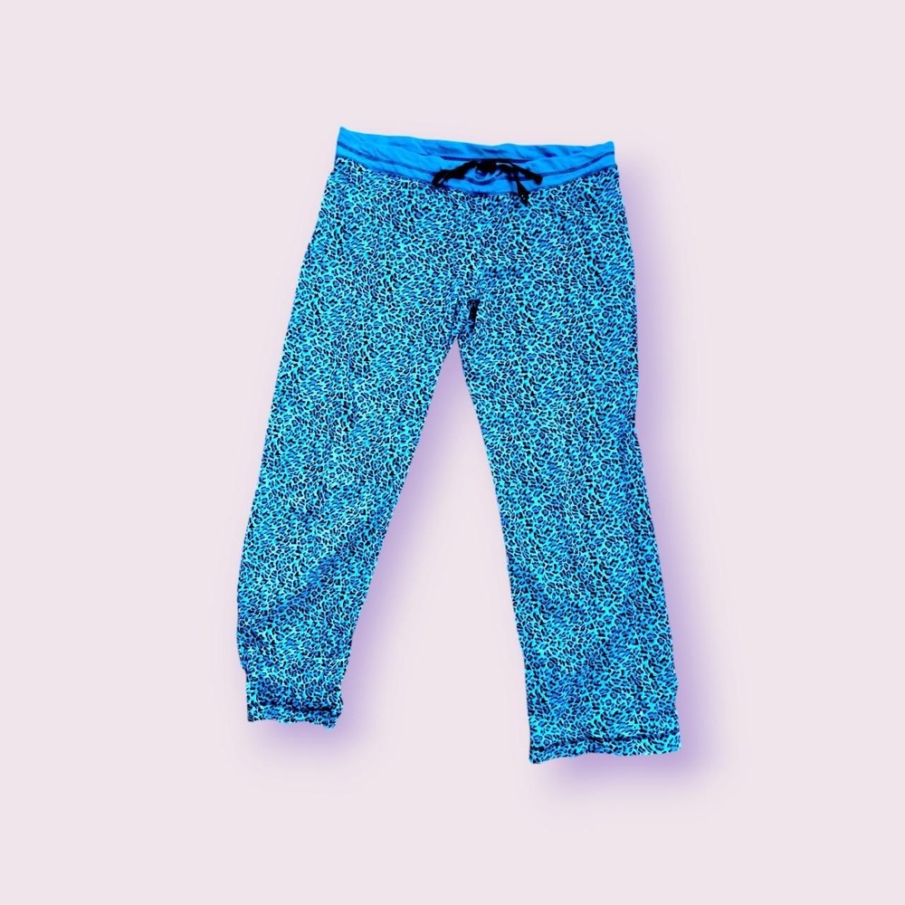 2000s y2k blue cheetah scene PJ pajama pants